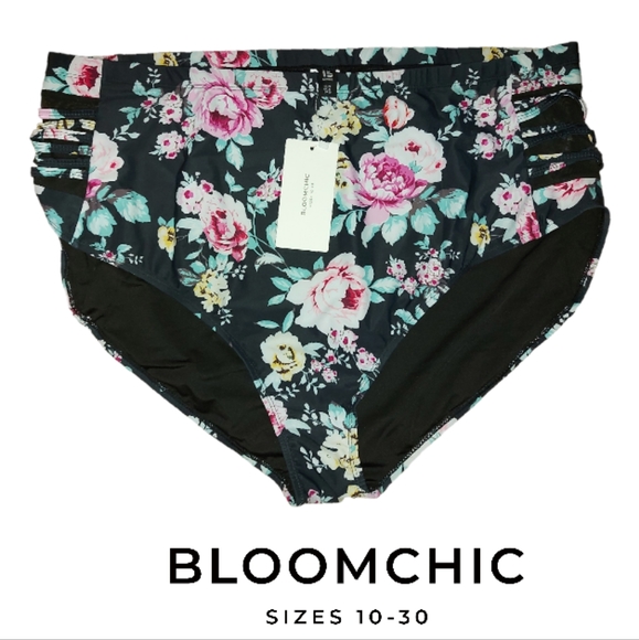 NWT BloomChic Floral Mesh Strappy Swim Bottoms - Picture 1 of 7